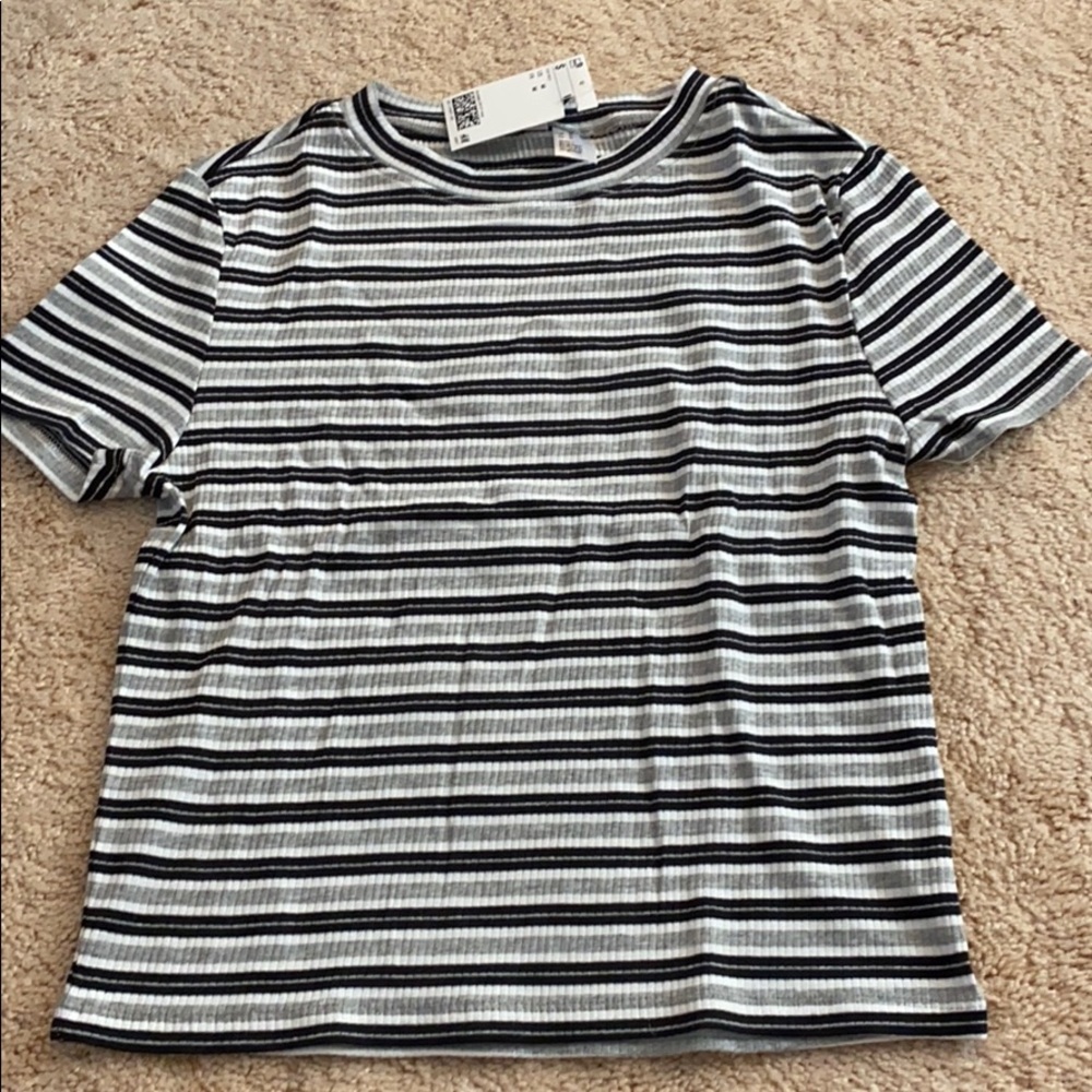 Striped grey and black crop top